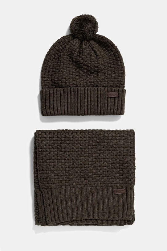 Barbour czapka i szalik pozostałe zielony MGS0097