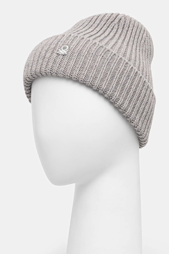 United Colors of Benetton czapka z dodatkiem wełny 12PAUA00X szary AW25