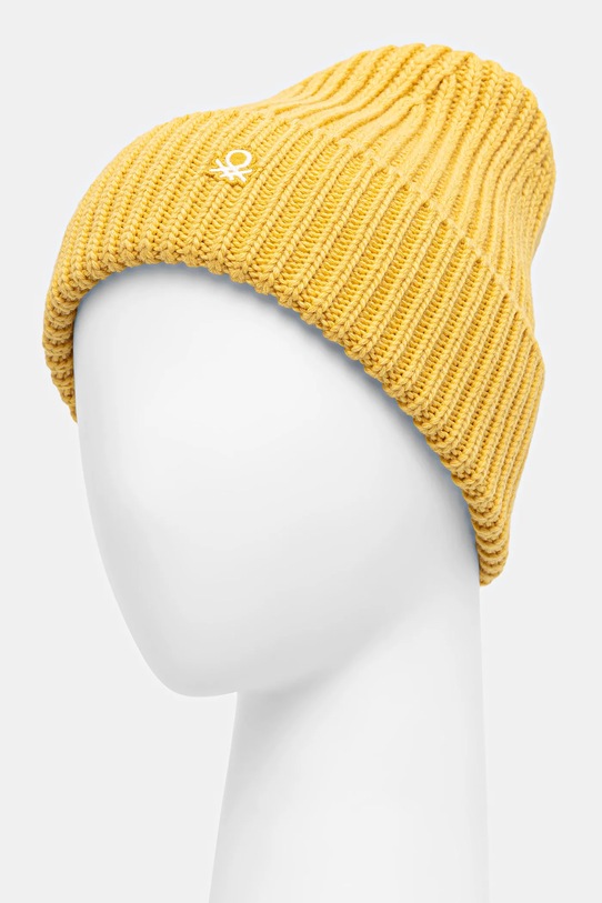 United Colors of Benetton czapka z dodatkiem wełny 12PAUA00X żółty AW25