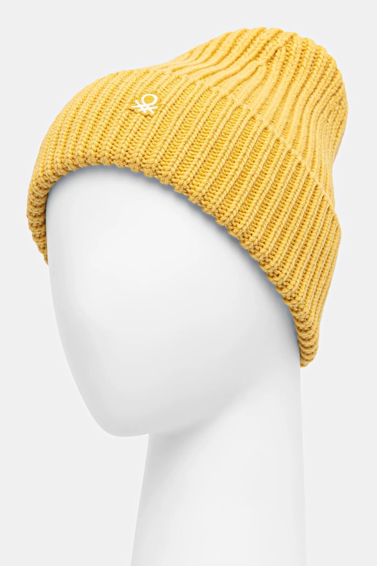 United Colors of Benetton czapka z dodatkiem wełny 12PAUA00X żółty AW25