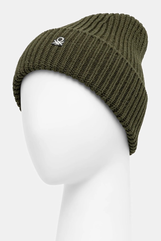 United Colors of Benetton czapka z dodatkiem wełny 12PAUA00X zielony AW25