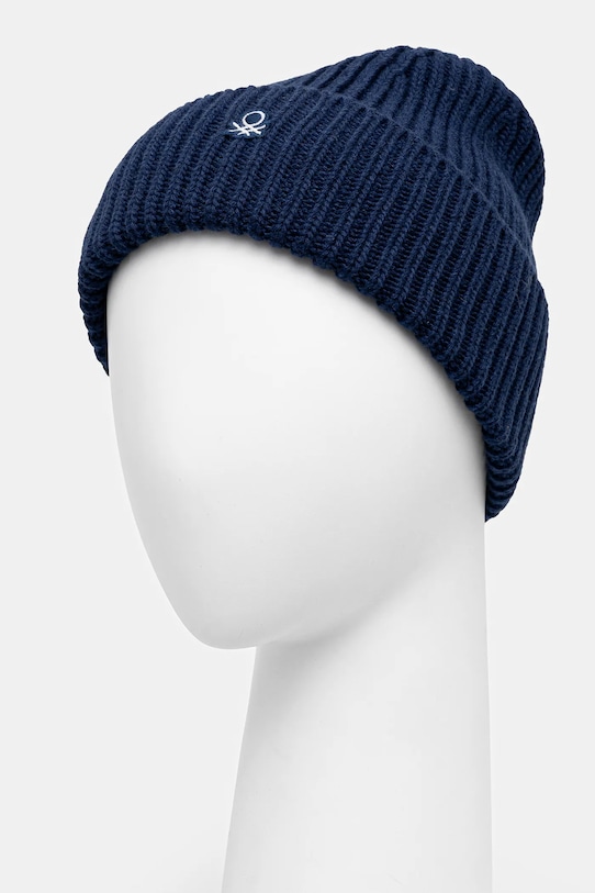 United Colors of Benetton czapka z dodatkiem wełny 12PAUA00X niebieski AW25