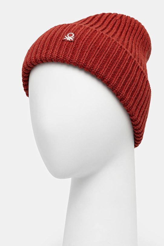 United Colors of Benetton czapka z dodatkiem wełny 12PAUA00X pomarańczowy AW25