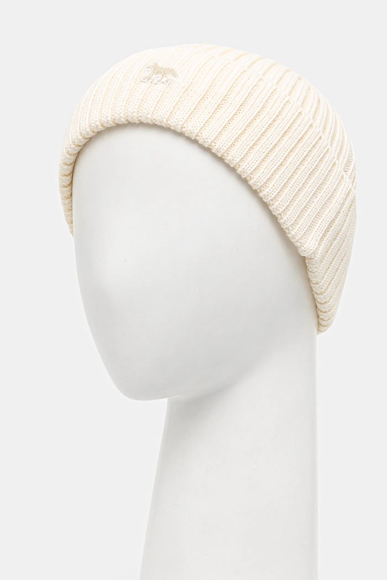 Maison Kitsuné czapka wełniana Baby Fox Beanie PW06102KT1022 beżowy AW25