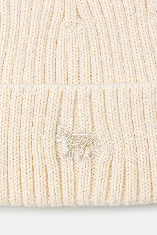 Akcesoria Maison Kitsuné czapka wełniana Baby Fox Beanie PW06102KT1022 beżowy