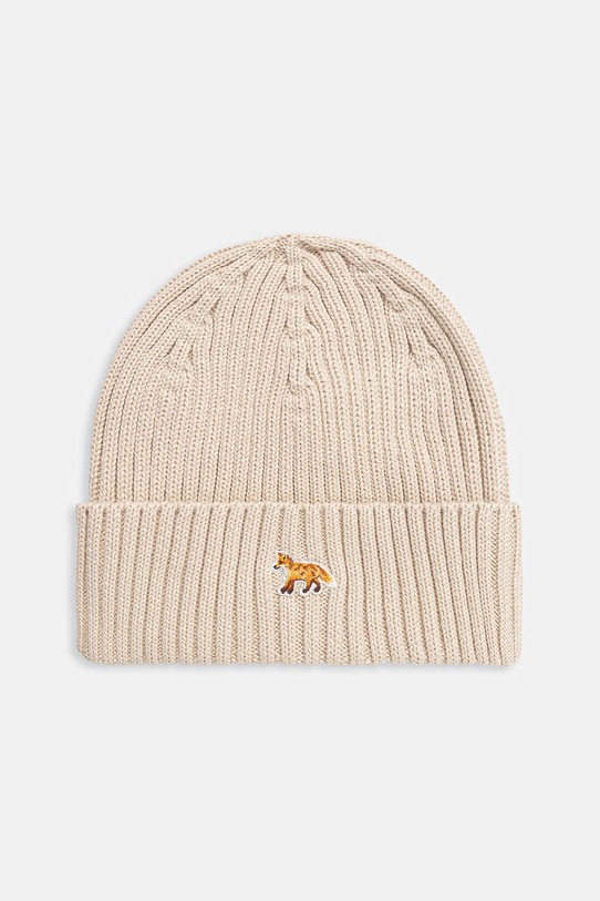 Bavlnená čiapka Maison Kitsuné Baby Fox Beanie nášivka béžová PW06103KT1140
