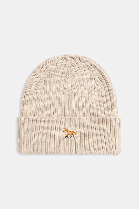 Бавовняна шапка Maison Kitsuné Baby Fox Beanie бавовна бежевий PW06103KT1140