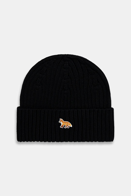 Maison Kitsuné cotton beanie Baby Fox Beanie cotton black PW06103KT1140