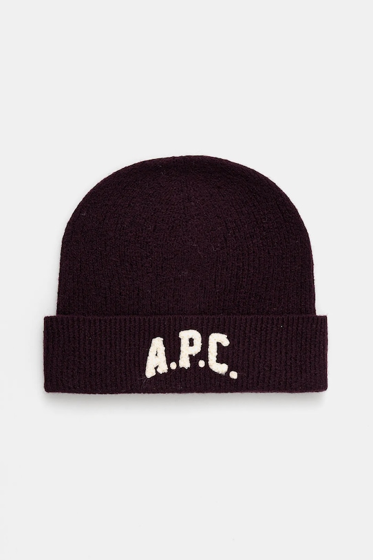 A.P.C. czapka wełniana bonnet axel wełna fioletowy WVBDK.M25111