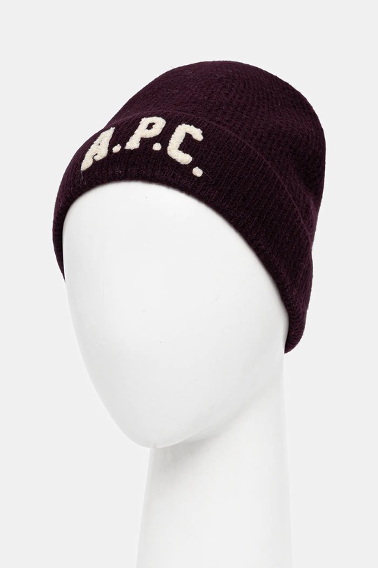 Вълнена шапка A.P.C. bonnet axel WVBDK.M25111 виолетов AW25