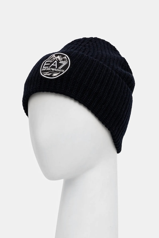 Akcesoria EA7 Emporio Armani czapka z dodatkiem wełny AF18020.7X000243 granatowy