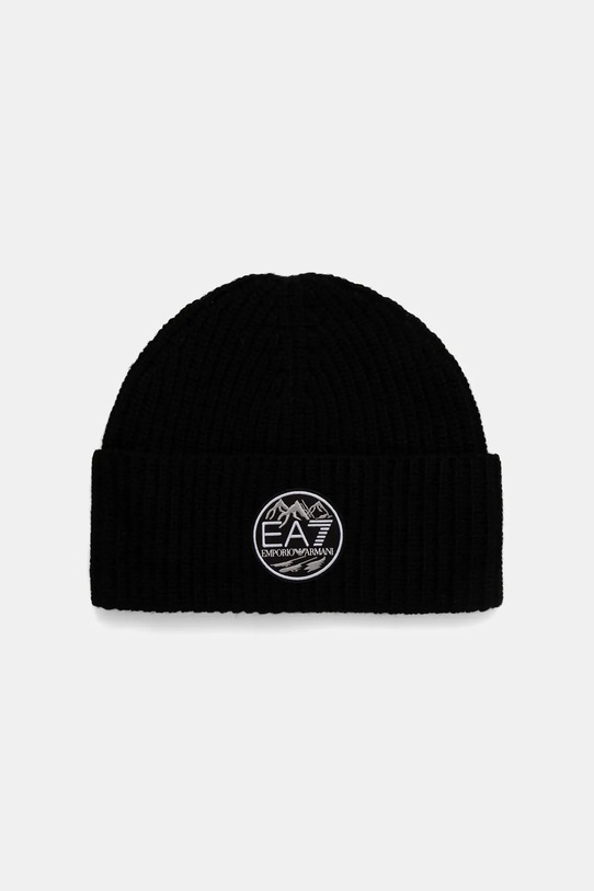 EA7 Emporio Armani czapka z dodatkiem wełny gruba czarny AF18020.7X000243