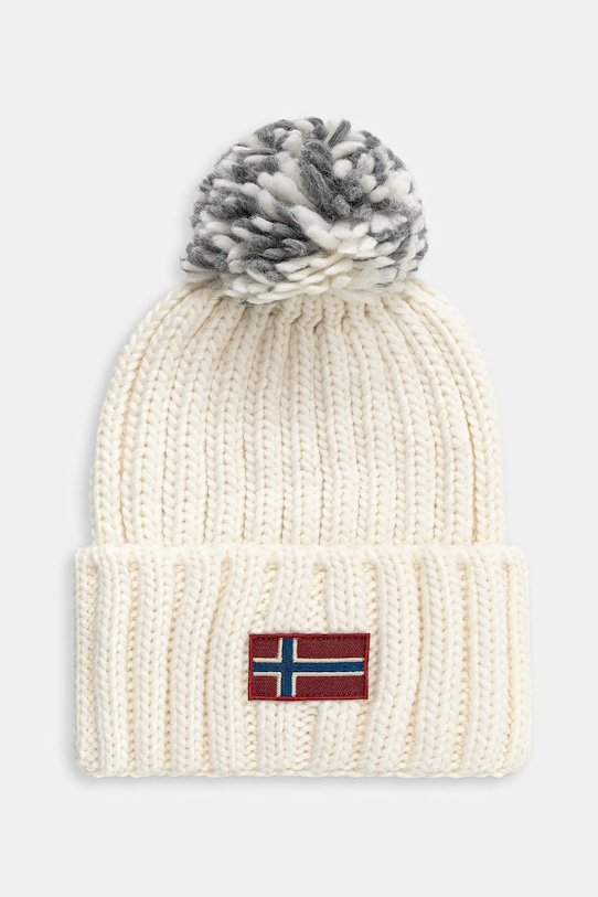 Napapijri czapka z domieszką wełny Semiury aplikacja beżowy NP0A4GKCN1J1