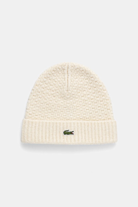 Lacoste czapka z dodatkiem wełny średniej grubości beżowy RB8203