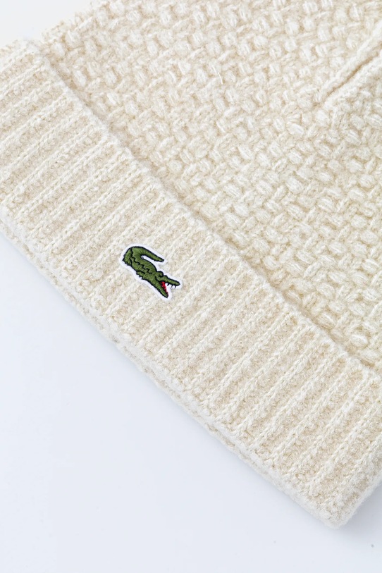 Akcesoria Lacoste czapka z dodatkiem wełny RB8203 beżowy