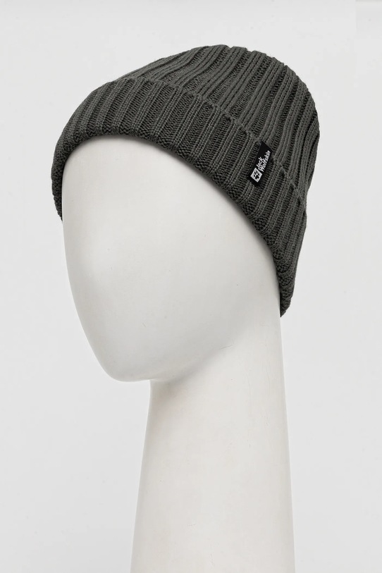 Jack Wolfskin czapka z dodatkiem wełny RIB KNIT 1907122 zielony AW25