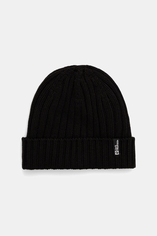 Jack Wolfskin czapka z dodatkiem wełny RIB KNIT średniej grubości czarny 1907122