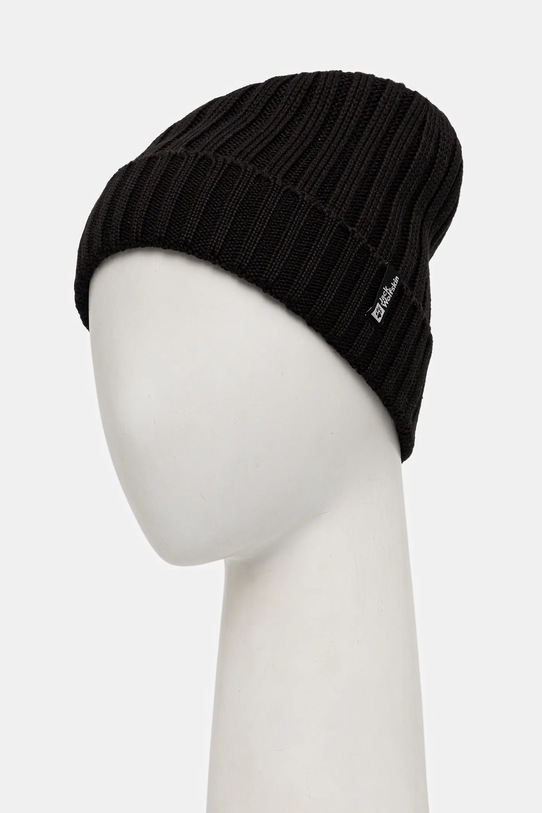Jack Wolfskin czapka z dodatkiem wełny RIB KNIT 1907122 czarny AW25