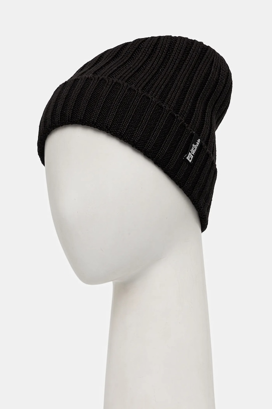 Čepice s příměsí vlny Jack Wolfskin RIB KNIT 1907122 černá AW25