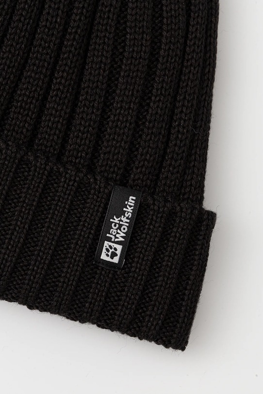 Akcesoria Jack Wolfskin czapka z dodatkiem wełny RIB KNIT 1907122 czarny