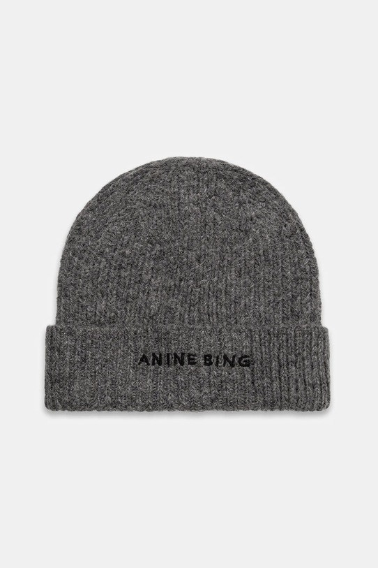 Anine Bing czapka z dodatkiem wełny elia melanż szary A.12.10621