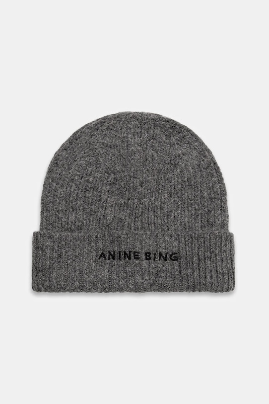 Anine Bing czapka z dodatkiem wełny elia melanż szary A.12.10621