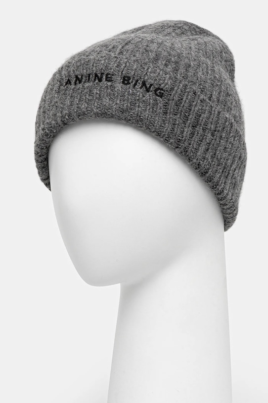 Anine Bing czapka z dodatkiem wełny elia A.12.10621 szary AW25