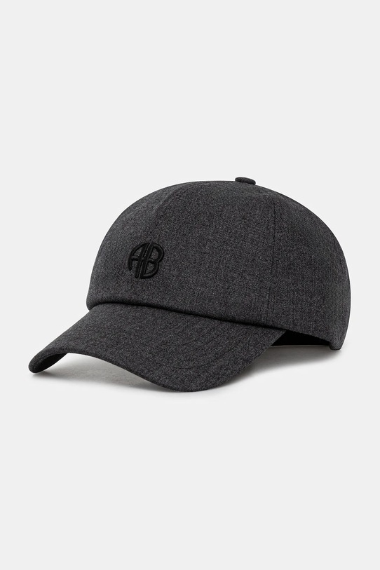 Anine Bing czapka z daszkiem wełniana jeremy melanż szary A.12.11385