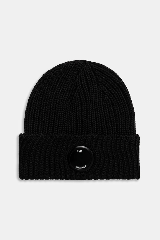 C.P. Company berretto in lana applique nero RFCMAC739A005509A