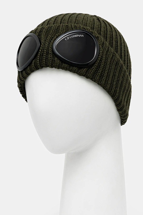 C.P. Company czapka wełniana RFCMAC742A005509A zielony AW25