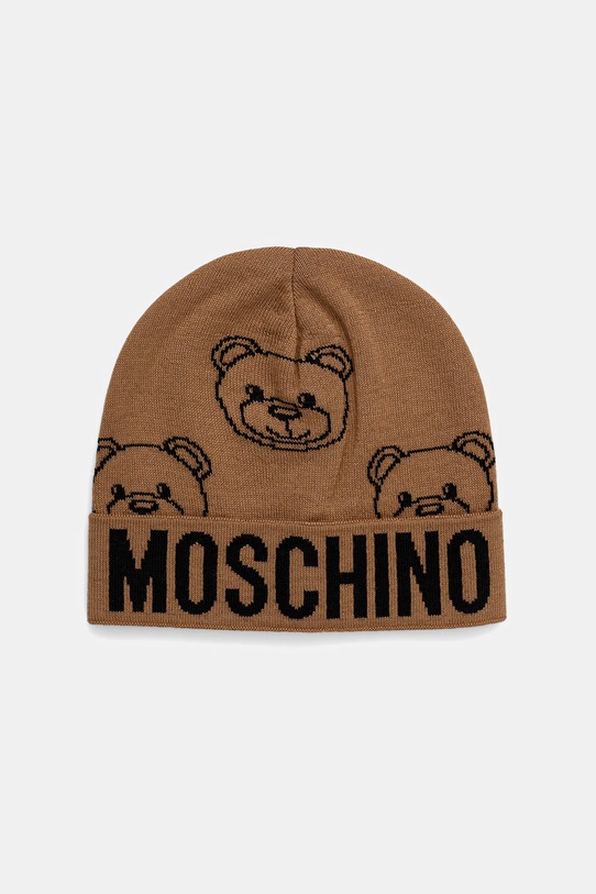 Vlnená čiapka Moschino tenká hnedá M3321.65443