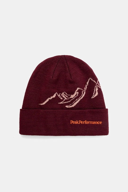 Peak Performance czapka z dodatkiem wełny aplikacja bordowy G79880