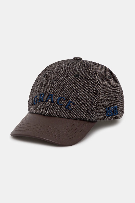 Wales Bonner cappello da baseball con lana Grace Wool Cap applique marrone UA25HA08.CO10.903