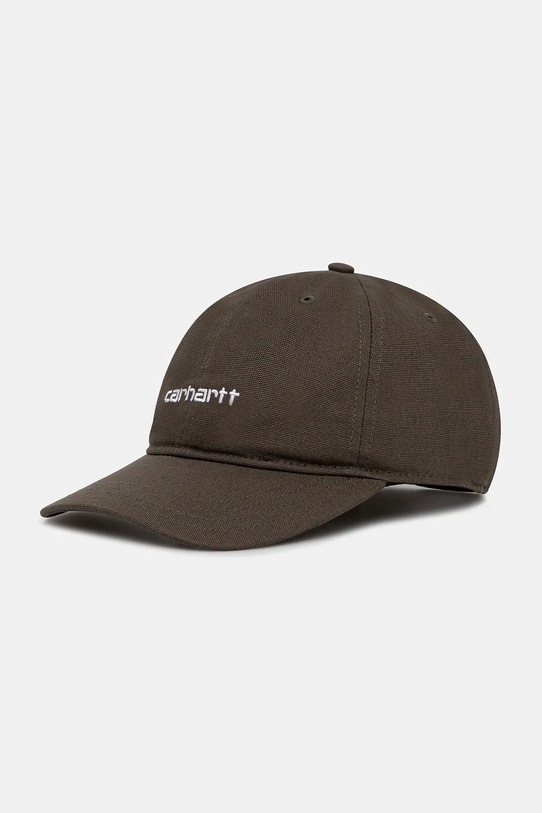 Carhartt WIP czapka z daszkiem bawełniana Canvas Script Cap bawełna zielony I028876.3CDXX