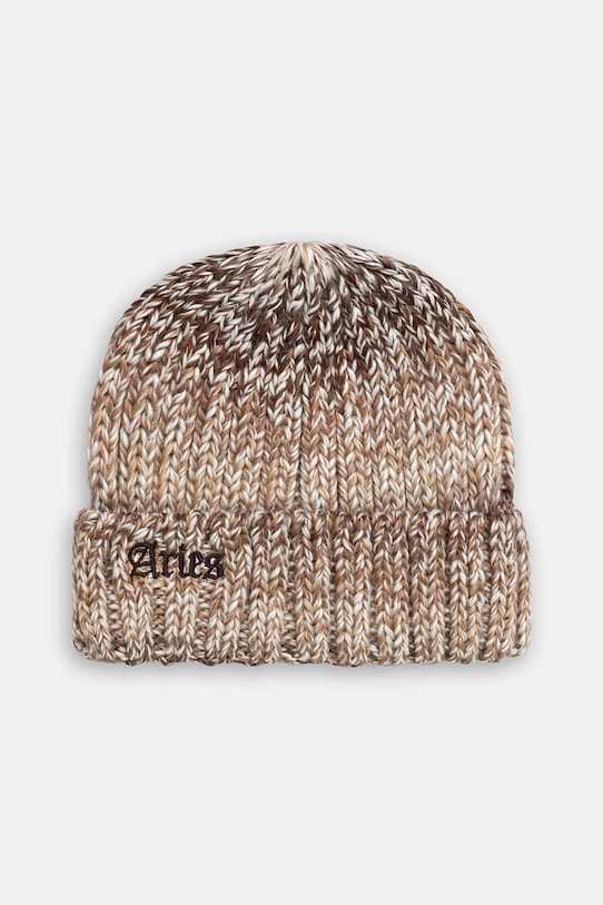 Aries czapka z dodatkiem wełny Rib Knit Space Dye gruba brązowy AR9001504