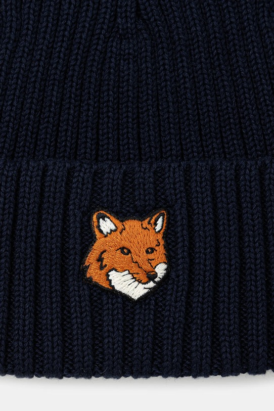 Akcesoria Maison Kitsuné czapka bawełniana Fox Head PM06111KT1140 granatowy
