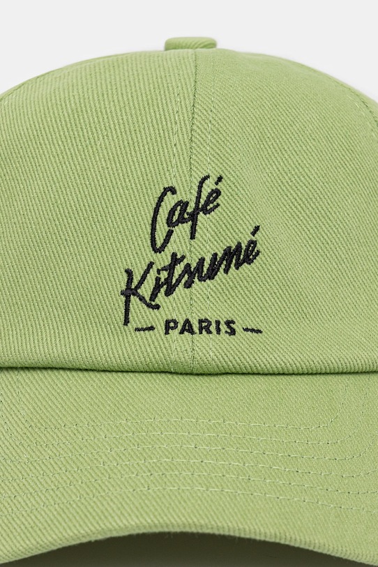 Café Kitsuné czapka z daszkiem bawełniana CKNU06102WW0096 zielony AW25