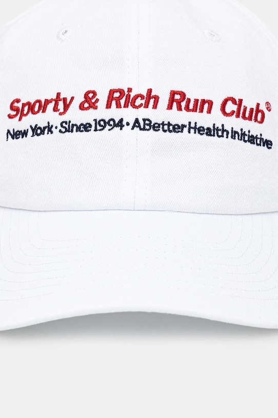 Sporty & Rich czapka z daszkiem bawełniana Run Club AC07964172WH01 biały AW25