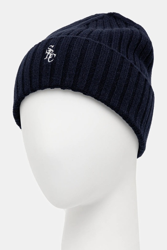 Sporty & Rich czapka wełniana SRC Cashmere AC06666302BL106 granatowy AW25