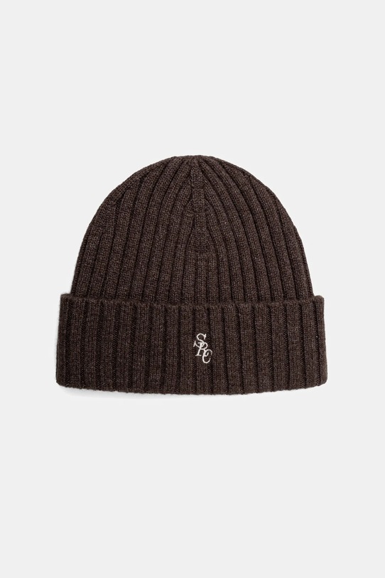 Sporty & Rich czapka wełniana SRC Cashmere gładkie brązowy AC06666302BR27