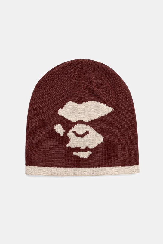 A Bathing Ape beanie Mad Face all-over print maroon 001HTL801006M