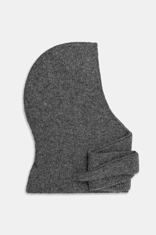 GANNI kaptur z dodatkiem wełny Soft Wool Balaclava melanż szary A6475