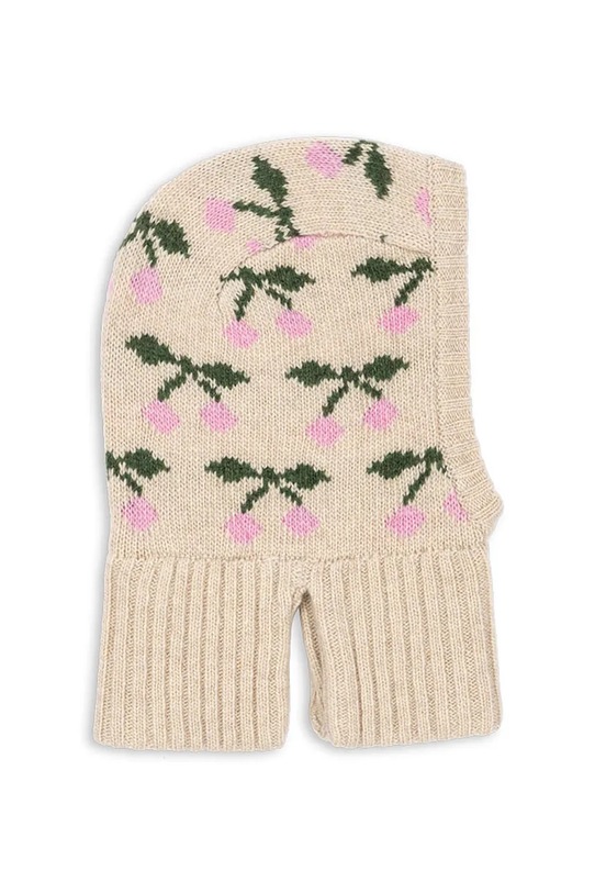 Konges Sløjd kominiarka z dodatkiem wełny BELOU KNIT BALACLAVA średniej grubości beżowy KS103710.9BYA