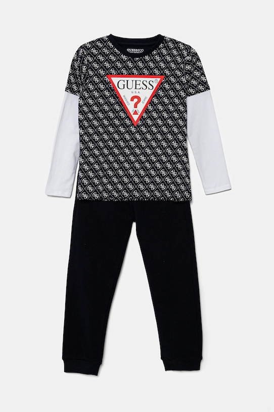 Παιδική βαμβακερή αθλητική φόρμα Guess βαμβάκι μαύρο N5YG00.K8HM4.9BYA