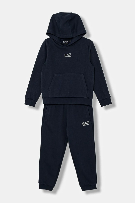 Παιδική βαμβακερή αθλητική φόρμα EA7 Emporio Armani πλεκτό ύφασμα σκούρο μπλε 7B000164.AF10368