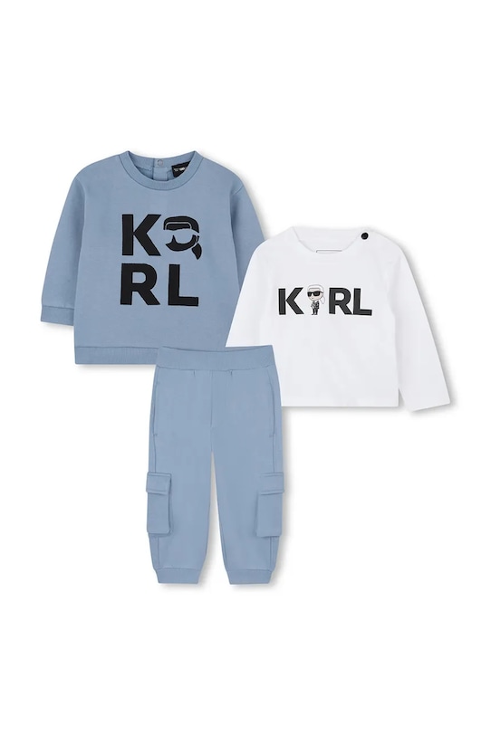 Karl Lagerfeld komplet bawełniany niemowlęcy nadruk niebieski Z30967.74.81