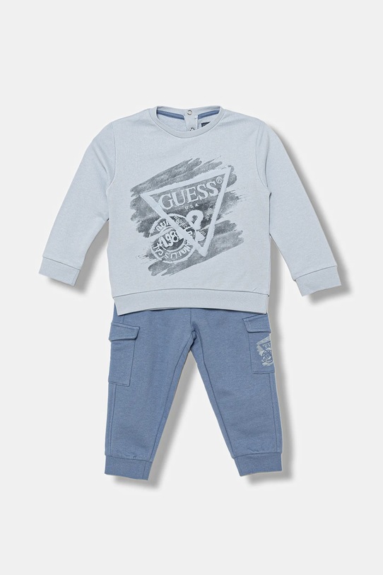 Guess komplet dresowy bawełniany niemowlęcy nadruk niebieski I5BG12.KAD74.9BYA