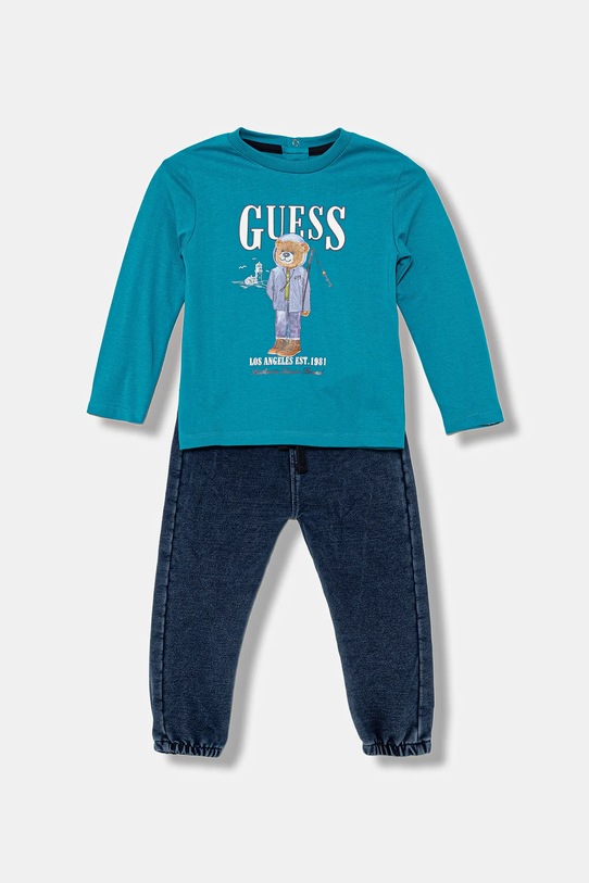 Σετ μωρού Guess πλεκτό ύφασμα τιρκουάζ I5BG13.I3Z14.9BYA