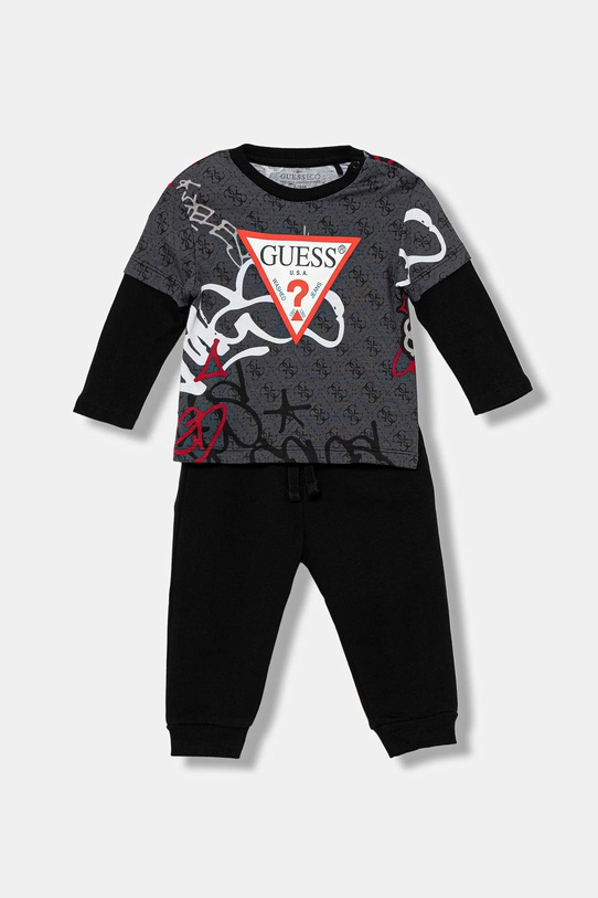 Guess komplet bawełniany niemowlęcy wzorzyste szary I5BG17.I3Z14.9BYA