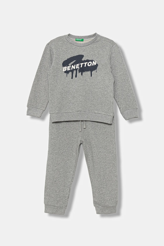 United Colors of Benetton dres bawełniany dziecięcy nadruk szary 3J68GK00S.P.seasonal